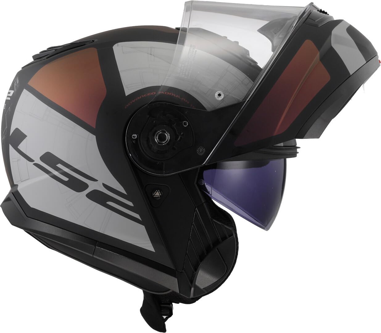 LS2, Casque Moto Modulable Strobe II Orion Matt Black Purple Blue
