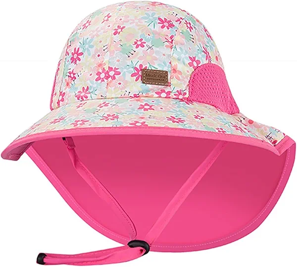 Tisoloow Baby Sun Hats Boys Girls Summer UPF 50+ Sun Protection Toddler Beach Hat Neck Flap Kid Cap with Wide Brim
