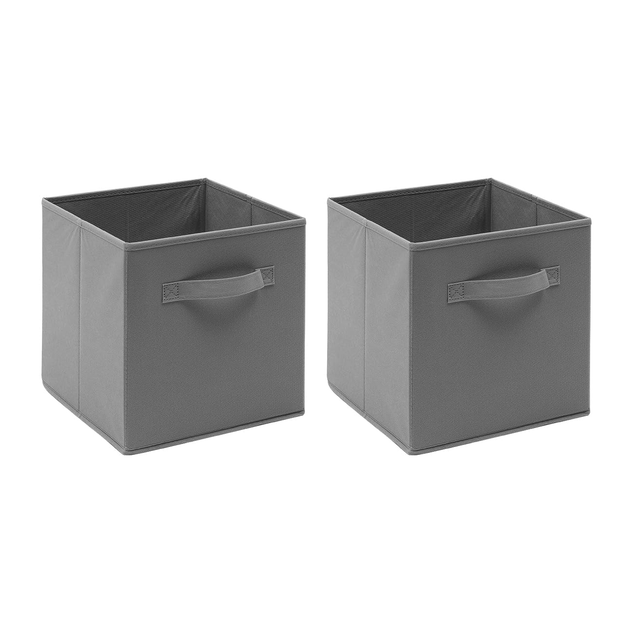 BonChoice Foldable Storage Cubes Boxes with Handle for Home Organization, Fabric Wardrobe Storage Box Organizer Basket Bins for Clothes Toys Towels, Collapsible&Durable (2, Grey)