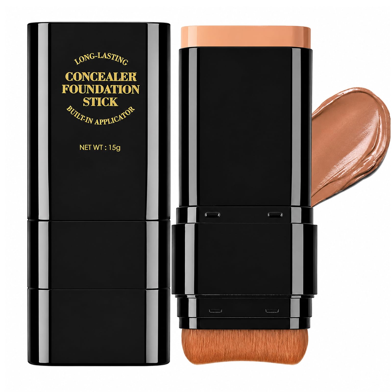 2 in 1 Dual-Ended Foundation Stick, Contour Concealer Stick with Brush (05DEEP WHEAT)