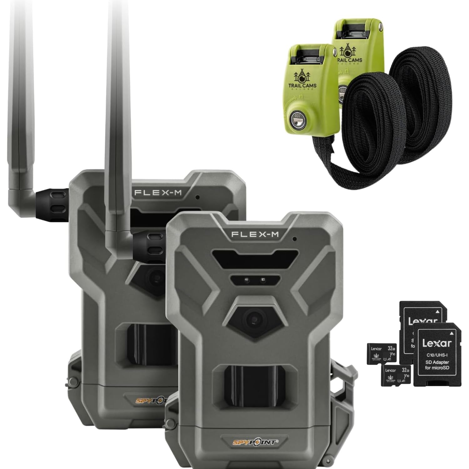 Spypoint Flex M Twin Pack Cellular Hunting Trail Cameras Gps