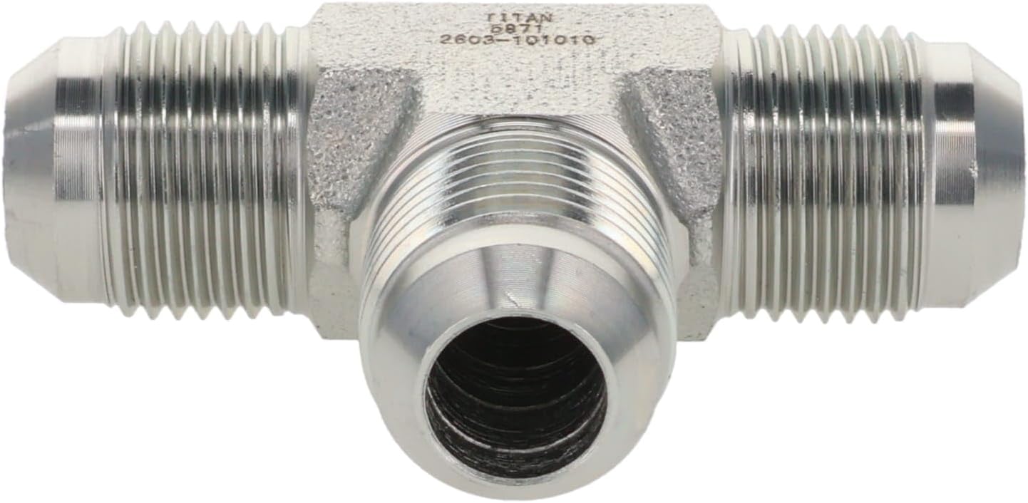 TITAN FITTINGS 2603-06-06-06-PK05 | Union Tee 3/8" Male JIC (9/16"-18 thread) x 3/8" Male JIC (9/16"-18 thread) x 3/8" Male JIC (9/16"-18 thread)