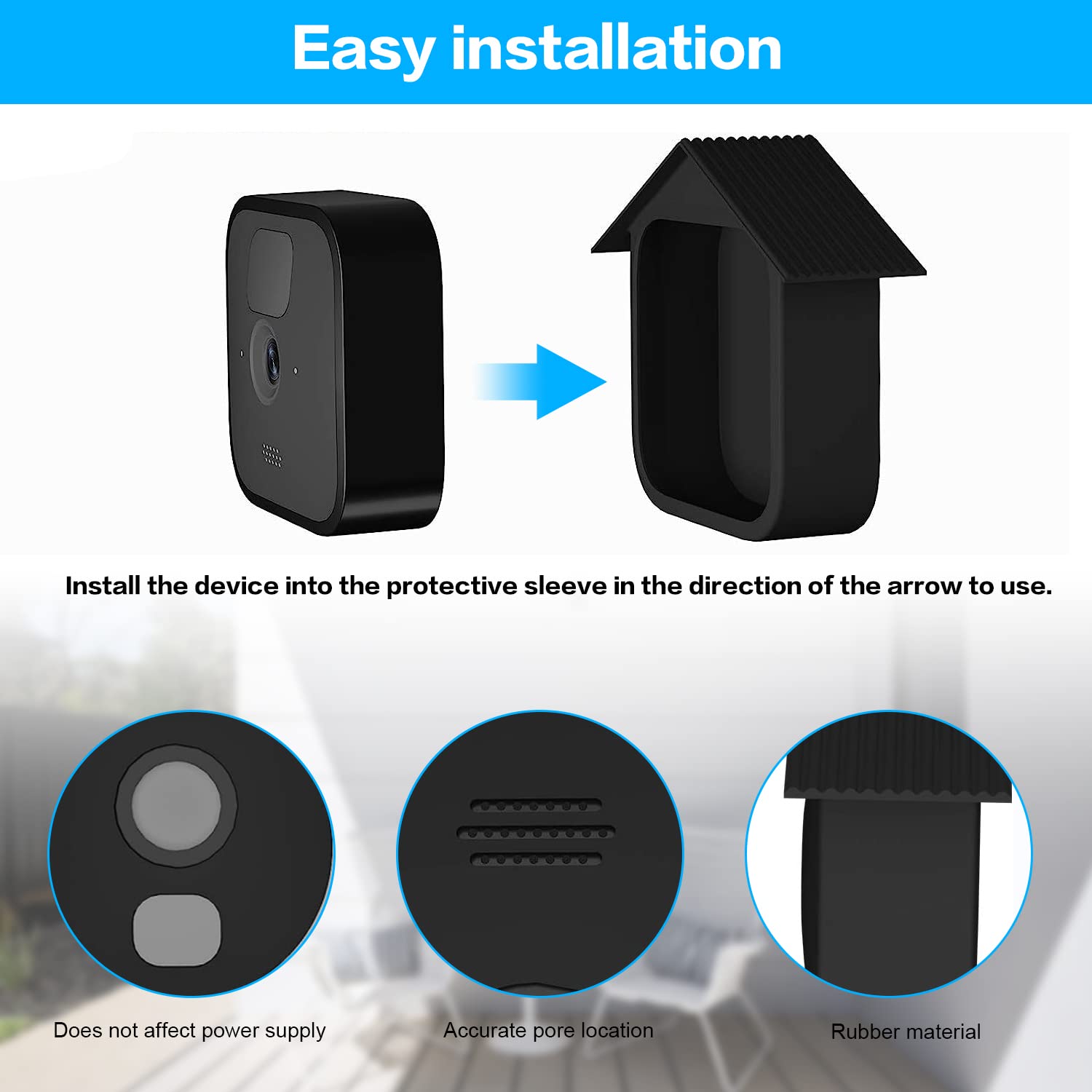 Blink Video Doorbell siliconen hoes, beschermhoes compatibel met Blink Video Doorbell, weerbestendige beschermhoes siliconen skin case