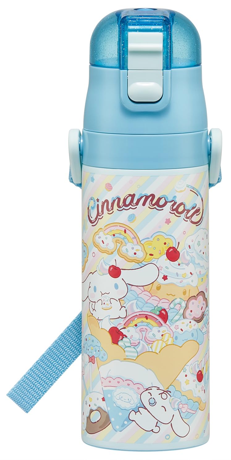 Skater SDC4-A Children's Water Bottle, Direct Drinking, 15.2 fl oz (470 ml), Sanrio Cinnamon Roll, Fancy Snacks Weets, Girls, Cold Protection, Stainless Steel, Lightweight Type, Sports Bottle, Kids, W