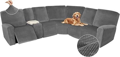 Miniatura 11 de Arfntevss Fundas de sofá seccional reclinable de terciopelo, funda de sofá seccional de esquina para sofá reclinable, funda elástica de forma L,