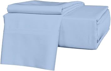 800 Thread Count-100% Cotton 4Pcs Bed Sheet Set Light Blue Cal-King Sheets Set, Long Staple Cotton Sheets Set, Fits Mattress Upto 12" Deep Pocket, Bedsheet and Pillowcase, 4pcs Bedding Set