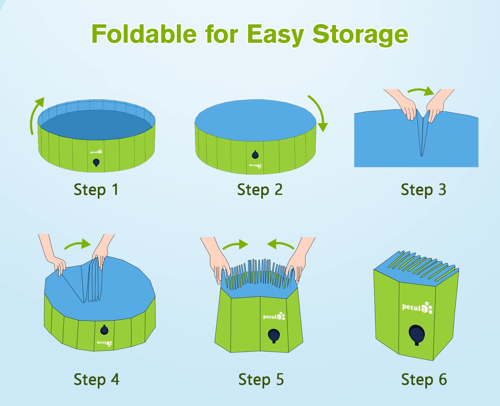 Pecute Piscina para Perros Bañeras Mascotas Pequeños Medianos y Grandes Desmontables Plegable PVC Antideslizante y Resistente al Desgaste para Exterior y Jardín