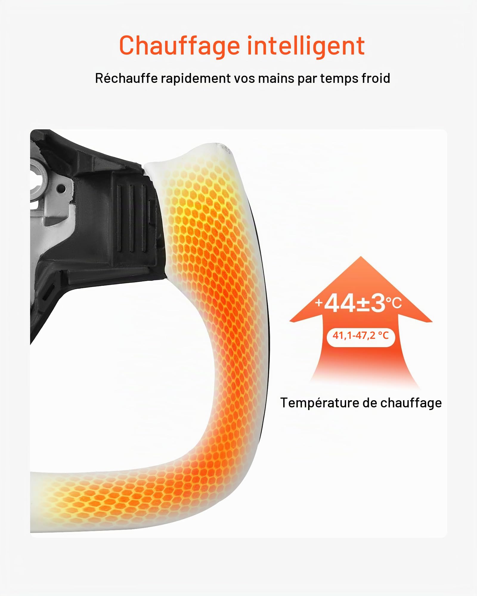 VEVOR Volant Compatible avec Tesla Model 3 (2016-2023), Volant de Direction en Fibre de Carbone, Forme en D, Méplat avec Fonction Chauffante, Poignée en Cuir avec Texture Antidérapante, Blanc