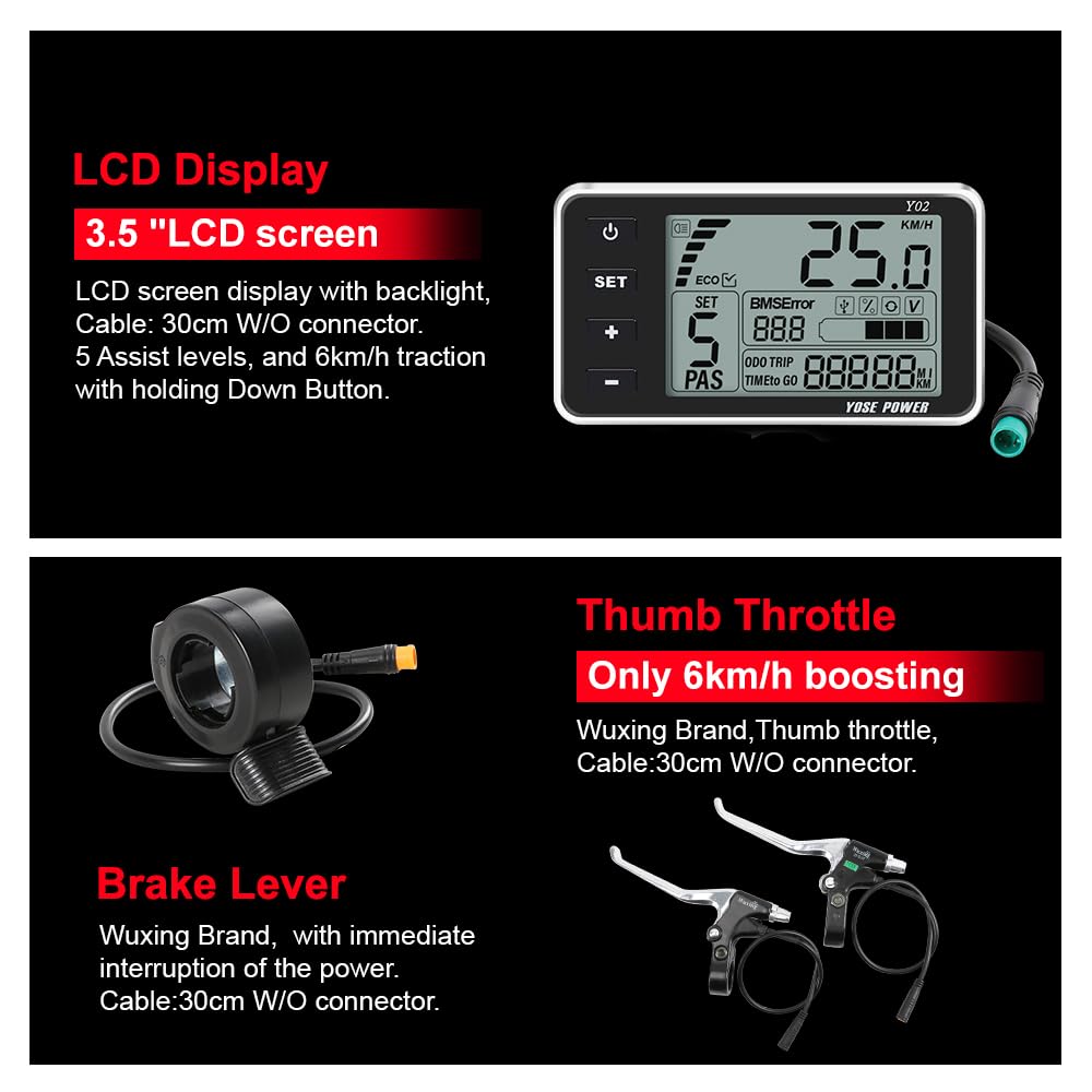 SEASON Ebike Kit de Conversion pour Vélo Électrique 26/27,5/28 Pouces Moteur Arrière 36V 250W 350W Roue Libre avec 36V Batterie 13Ah / 18Ah et Chargeur