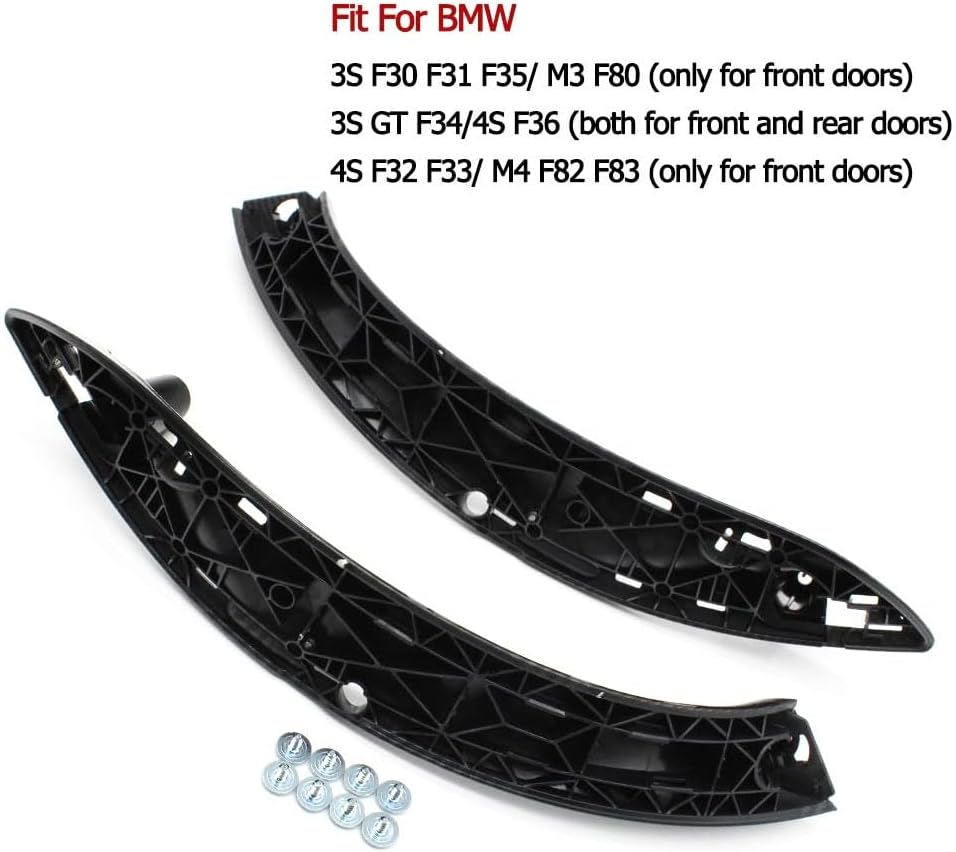 for BMW 3/4 Series Door Handle, Carbon Fiber Front Inner Door Pull Handle Passenger Side Armrest Bracket Cover Replacement Kit for BMW M4 F30 F31 F32 F33 F34 F35 F36 F80 F82 F83 2012-2018