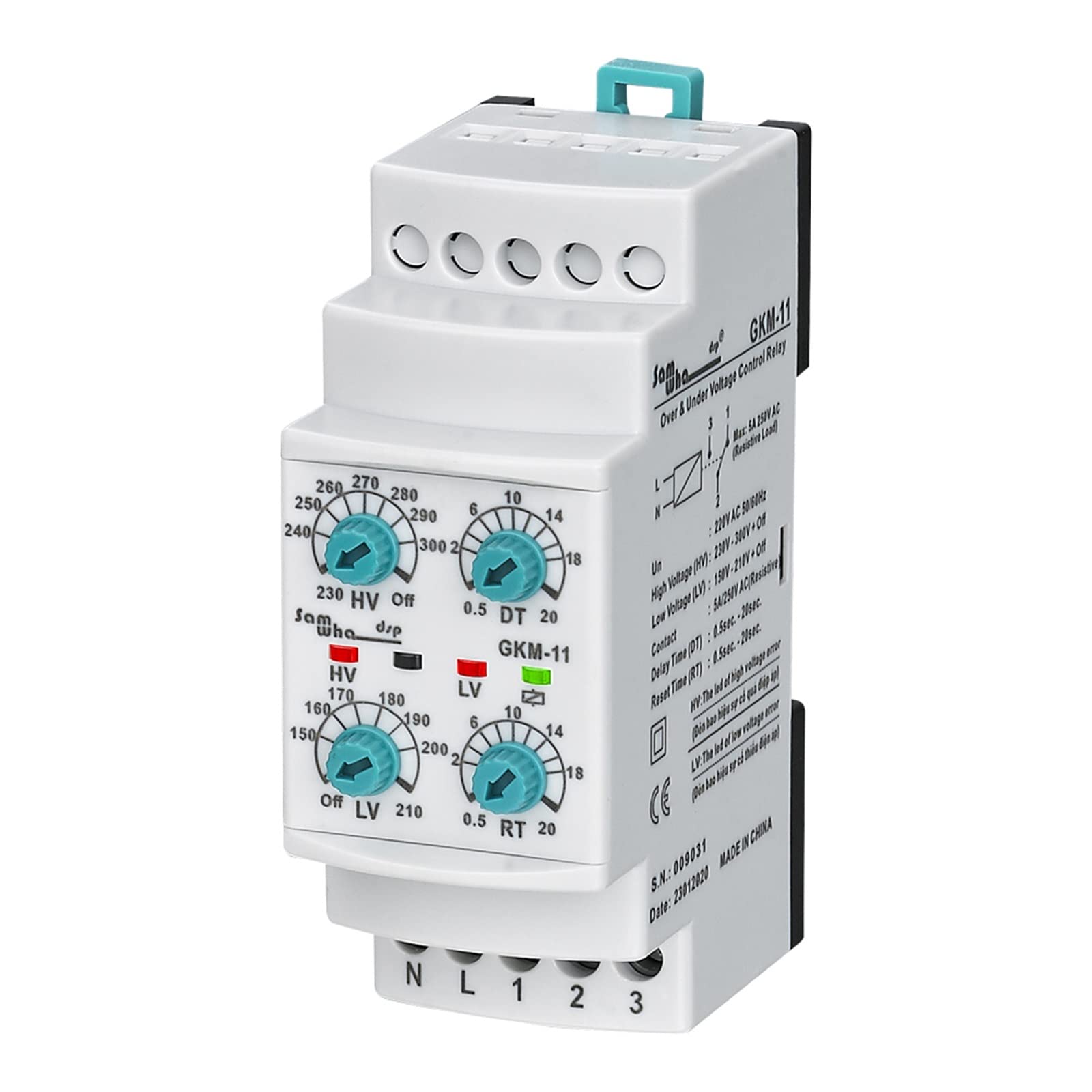 QEFHSVVZE GKM-11 220VAC MonoPhase Overvoltage & Undervoltage Protection Relay