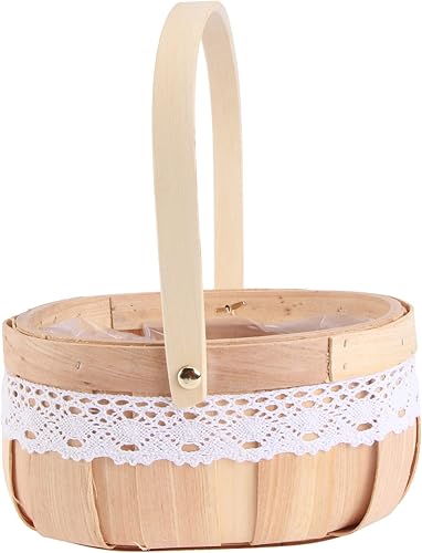 YARNOW 1pc Rattan Portable Flower Basket Flower Girl Baskets Vintage Flower Vase Macrame Storage Baskets Camping Storage Containers Macrame Decor