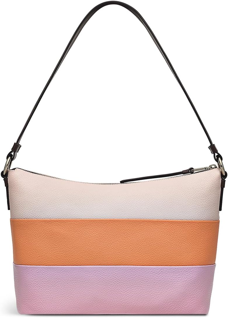 RADLEY London Lyme Terrace Stripe Women’s Medium Leather Shoulder Bag, Clay Pink