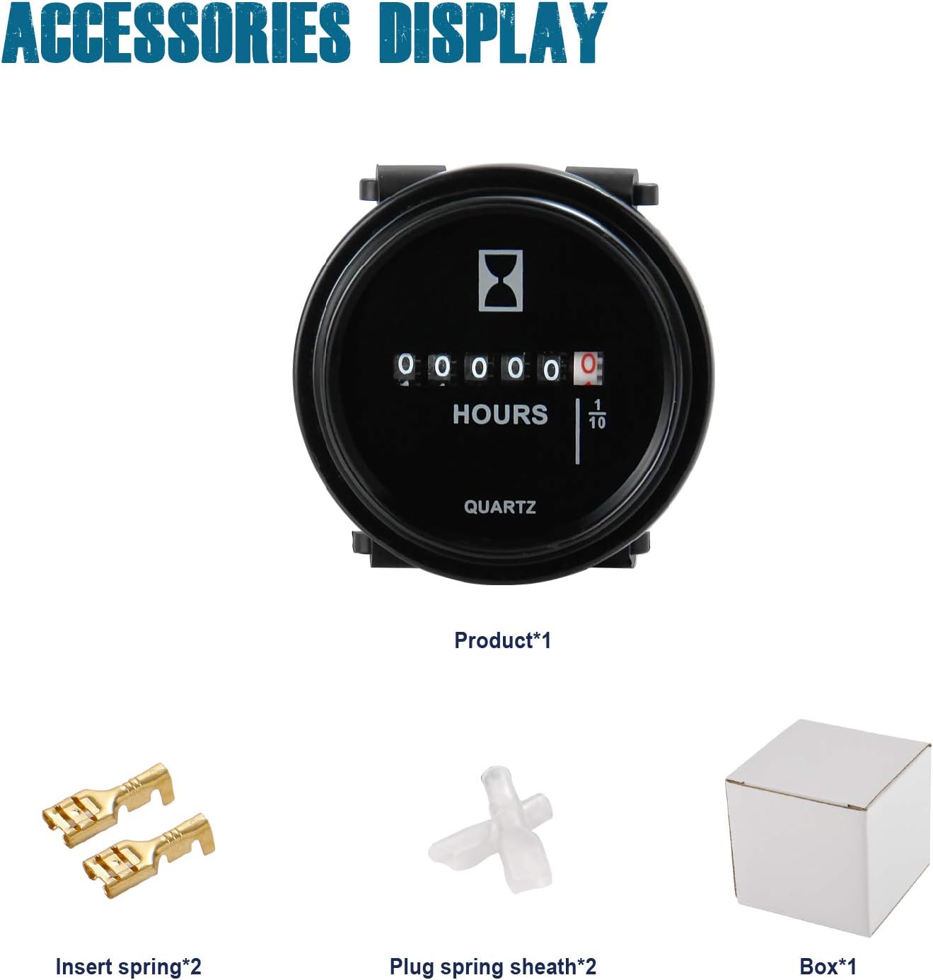 Runleader HM009 DC 6V to 80V Round Hour Meter Snap in Quartz Hour Meter Mechanical Timer for Boat Auto ATV Utv Snowmobile Lawn Mower Tractors Vehicle Cars Fork Lifts Trucks Marine Generator