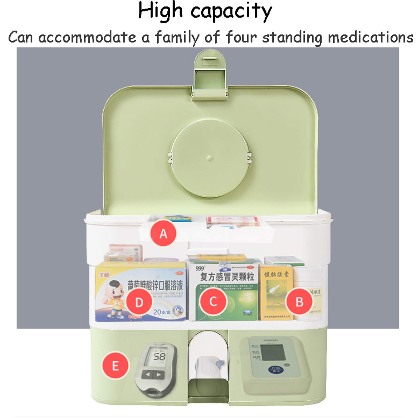 Botiquín de primeros auxilios familiar, botiquín portátil de almacenamiento, botiquín, botiquín de primeros auxilios, caja de almacenamiento de medicamentos for píldoras portátil, contenedor