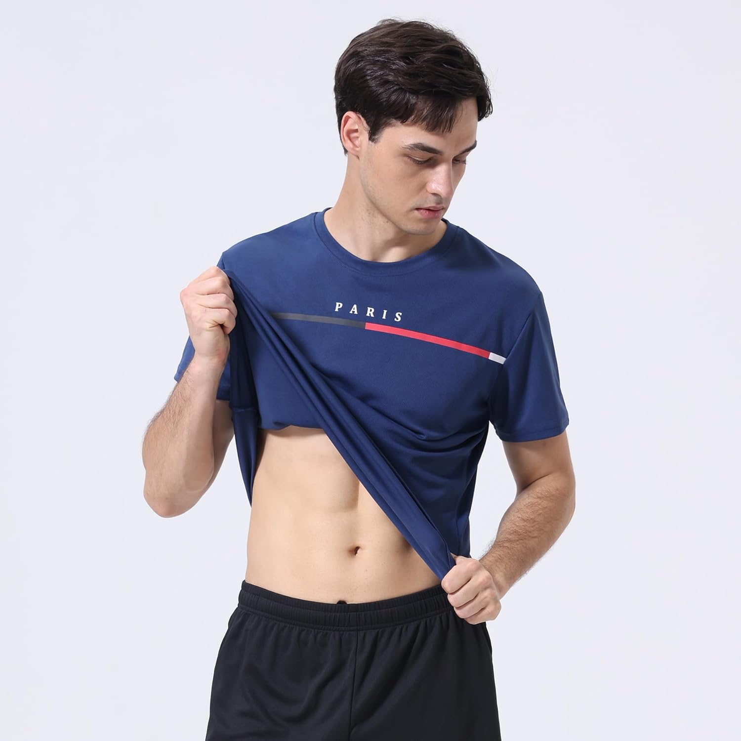 5 Pack Workout Shirts for Men, Short Sleeve Quick Dry Athletic Gym T-Shirt, Moisture Wicking Performance Running Tee