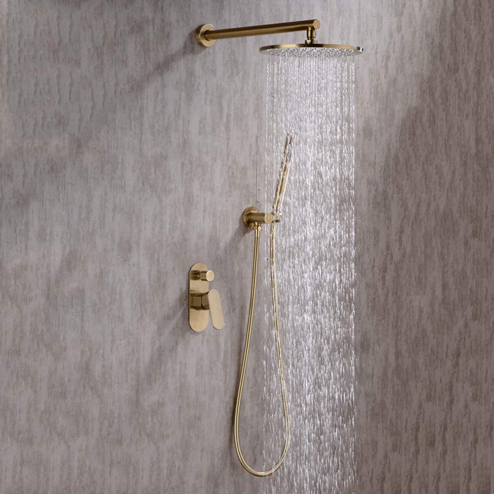 Colonne de douche laiton or brossé 25cm pour salle de bain chic