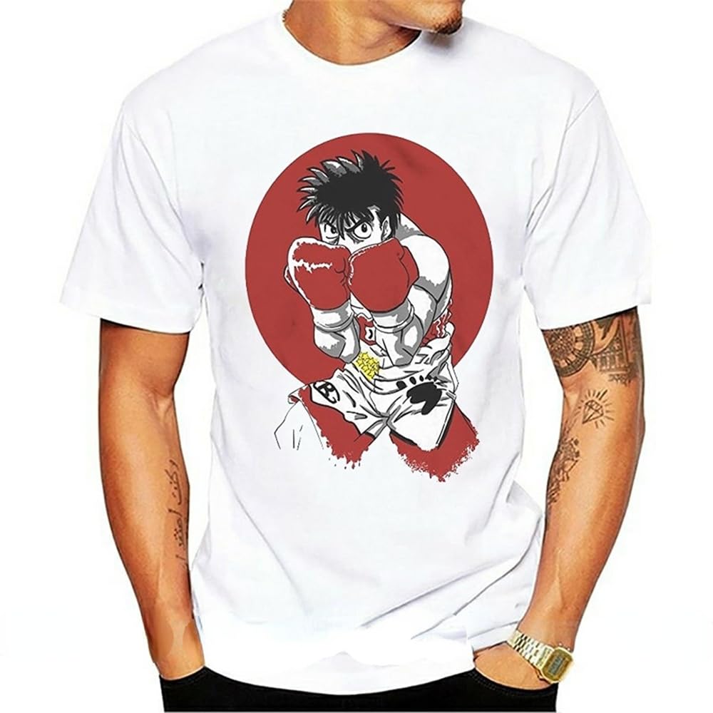 Ui881wch Men's White Japanese Hajime No Ippo Makunouchi Ippo Adult T-Shirt Short Sleeve Fashion Tshirt Xl