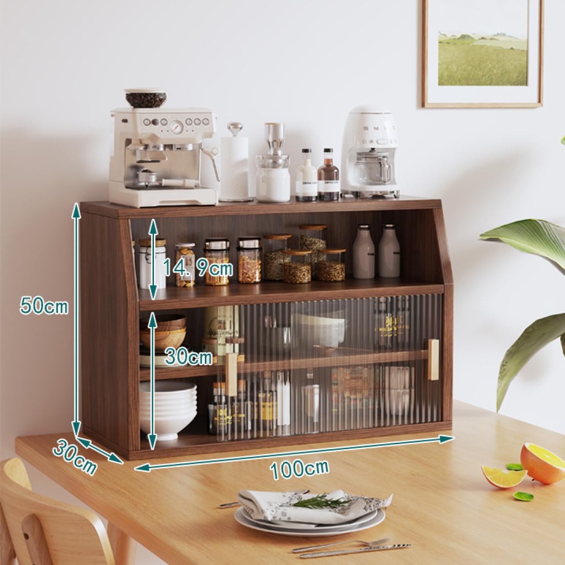 Amazon｜MJKQ9 ミニ食器棚 台形型 60*30*50cm 卓上食器棚 ミニカップ 
