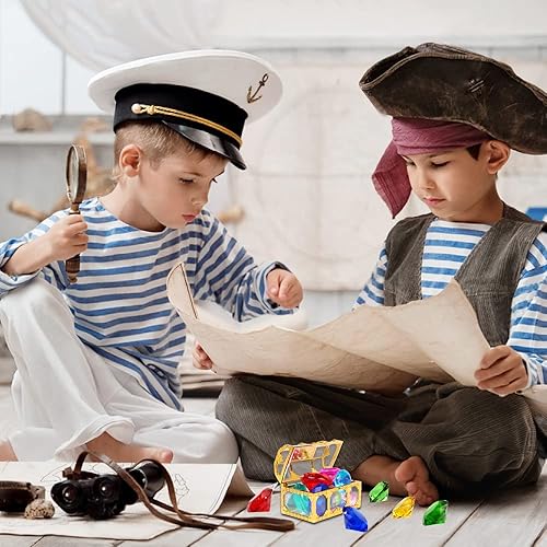 Miniatura 6 de YUJUN Juguetes de piscina de gemas de buceo, 10 coloridas gemas de diamante grande con caja de cofre de pirata del tesoro, juego de piedras