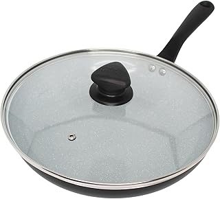 11-Inch Premier Aluminum Fry Pan with Gray Speckled Ceramic Nonstick Coating, Matte Black Exterior, Glass Lid & Cool-Touch Handle, PFAS Free