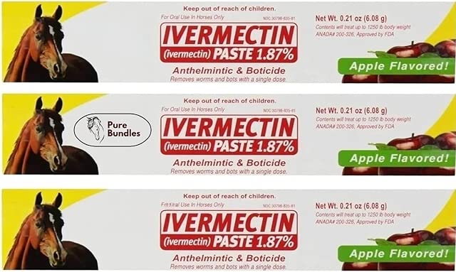 Ivermectin Horse Wormer Paste - 6.08 Grams (3 Pack) + Sticker Included