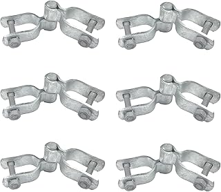 [Pack of 6] 1-3/8" x 1-3/8" Chain Link Fence Gate Post Hinge Kit, Galvanized Steel Heavy Duty Gate Hinges, Include 2 PCS Female Gate Frame Hinge, 2 PCS Male Gate Post Hinge, Bolts & Nuts Included