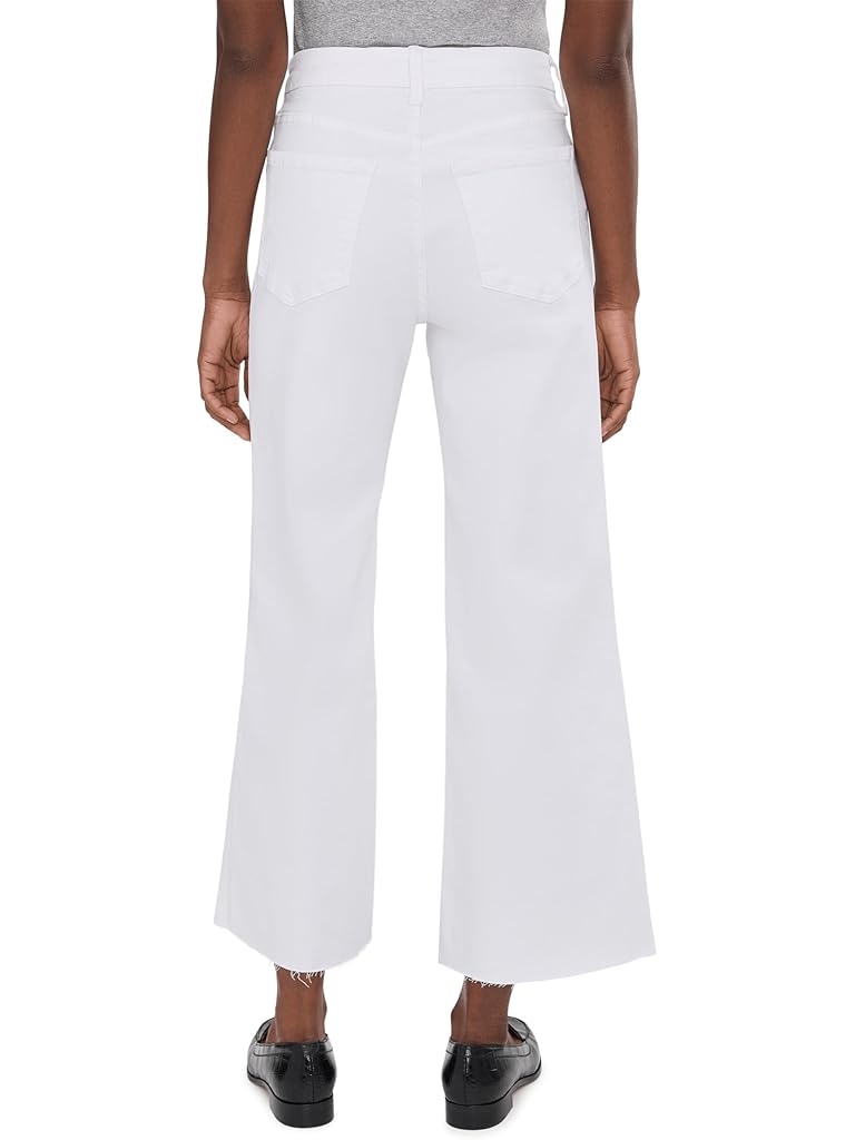 White KUT from the Kloth Meg High-Rise Fab Ab Wide Leg Raw Hem in Optic White