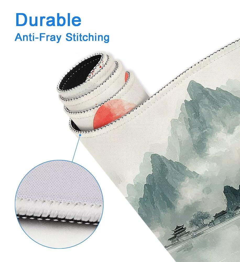 Podkładka pod mysz XXL 1200 x 600 mm, duża podkładka pod mysz w stylu retro z wodoodporną i antypoślizgową gumą, pod ręką Japonia zszyte krawędzie, poprawia precyzję i szybkość dla graczy, Q-64