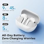 SOUNDPEATS Air6 HS BT 6.0 Wireless Earbuds, Semi-in-Ear Headphones with 13mm Triple-Magnet Bio-Composite Driver, LDAC Lossless & Hi-Res Audio, 45H Playtime, 4-Mic Noise Cancelling, IPX5 (White)
