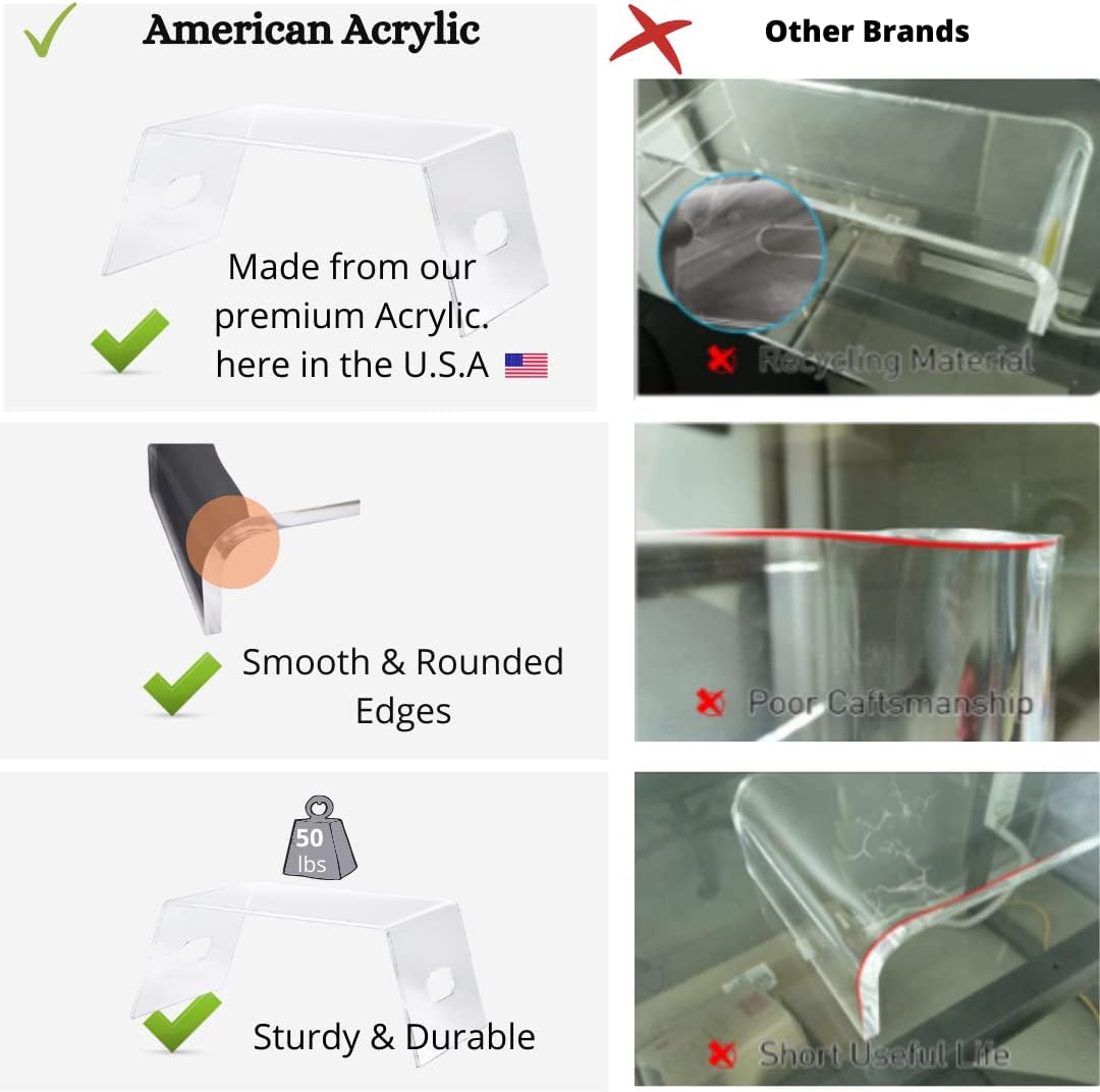 Acrylic Bed Tray with Handles - (21'' x 12'' x 10'') Portable Lap Desk for Working, Reading or Eating - Computer Monitor Laptop Stand for Home Office - Mobile Tray Table for Bed, Couch or Sofa 6 619++kaceFL. AC SL1080