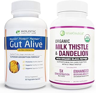 All-Natural Liver and Gut Support | Organic Milk Thistle, Organic Dandelion Root & Organic Black Pepper | Ginger, Artichok...
