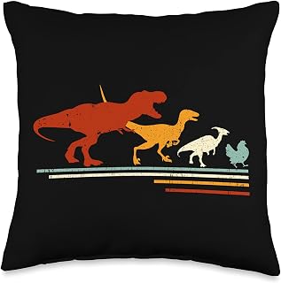 Funny Dinosaur Evolution T-Rex Chicken Vintage Throw Pillow