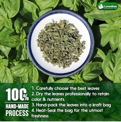 Image of Lavendium, Premium 8oz Dried Basil Leaves, 100% Natural & Pure Basil Herb, No Additives or Preservatives, Non-GMO, Plant-Based & Vegan, Perfect for Pasta, Pizza, Pesto & Italian Cooking