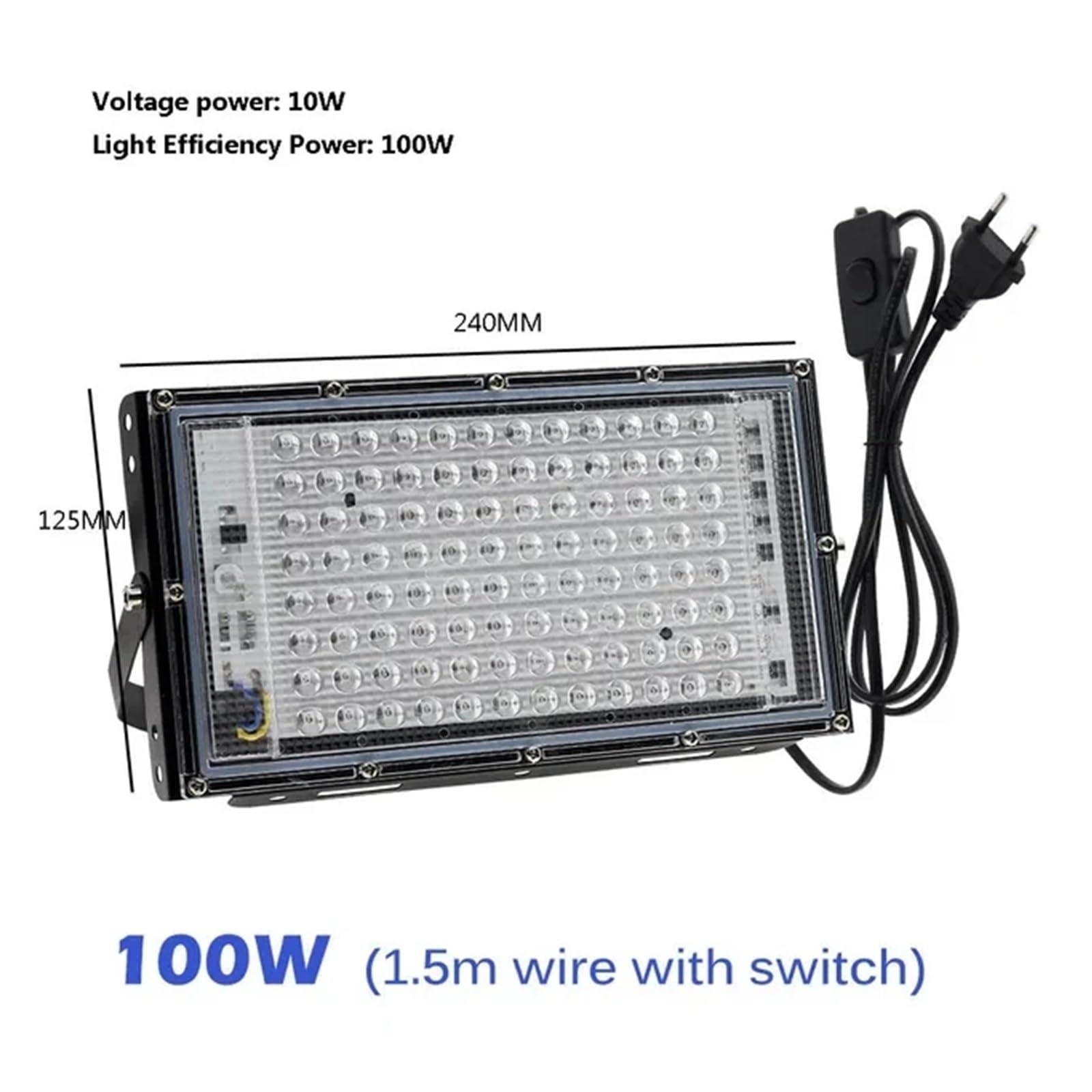 Lampada di polimerizzazione UV a luce viola da 100 W, 300, 365 nm, 395, 405, lampada rilevamento fluorescente, for colla senza ombre, resina a olio verde Retroilluminazione(365nm,100W)
