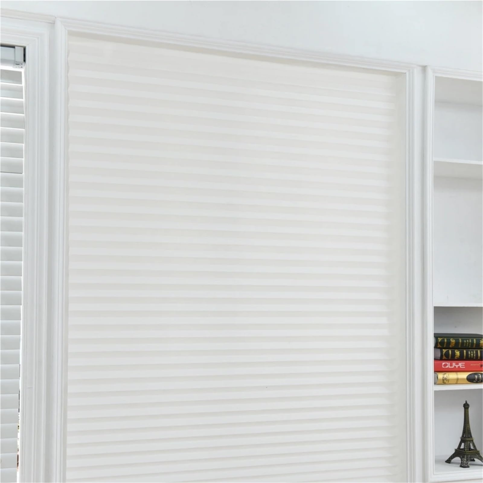 Store Occultant sans Percage Rideau sans Fil Noir à la Mode, 1 pièce, Tissu Non tissé, Stores plissés Auto-adhésifs, Rideau de fenêtre occultant pour Salle De Bain(C,90CM180CM)