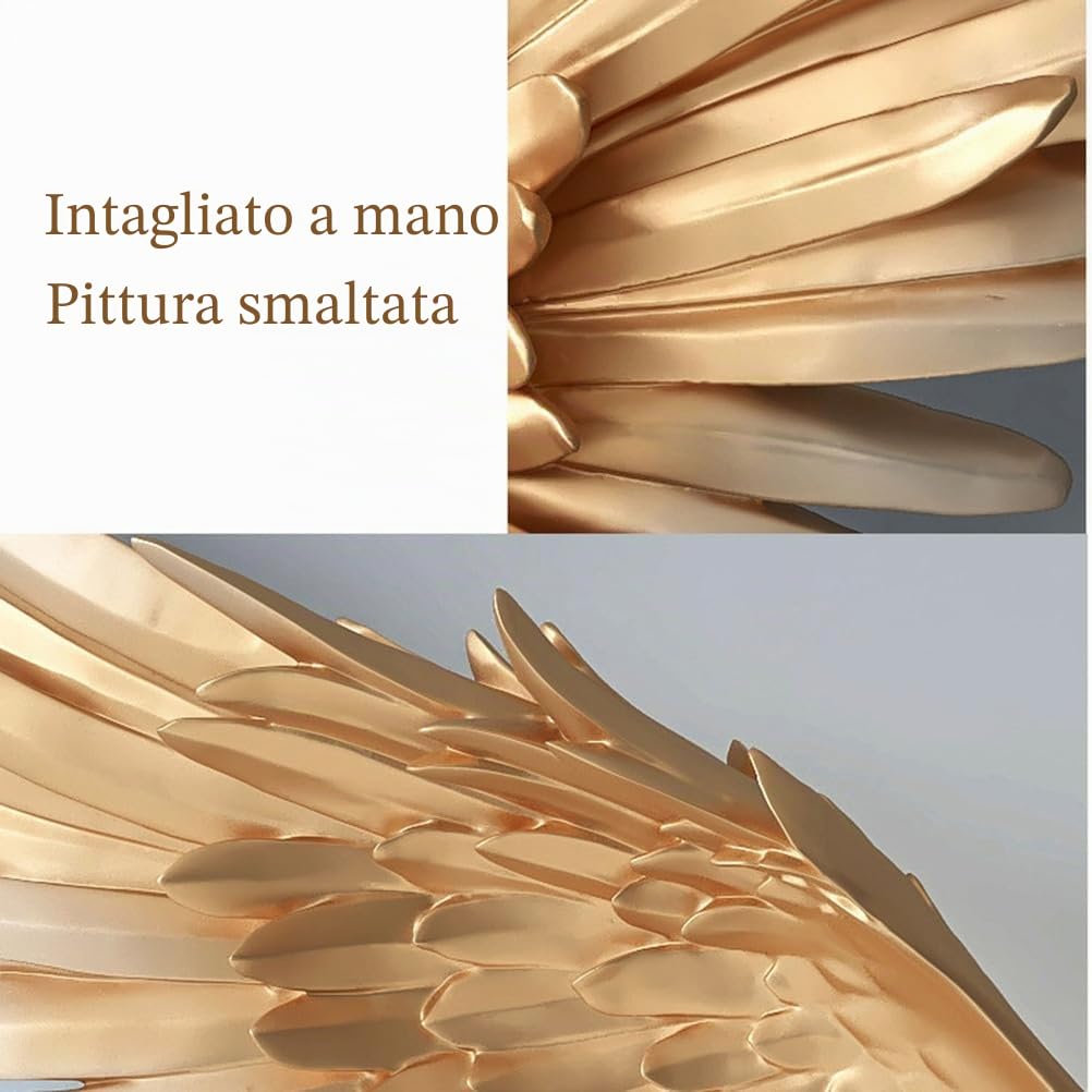 Decorazione da parete con ali d'angelo - Grande scultura murale 3D in FRP con ali d'angelo per soggiorno, camera da letto e decorazione alberghiera