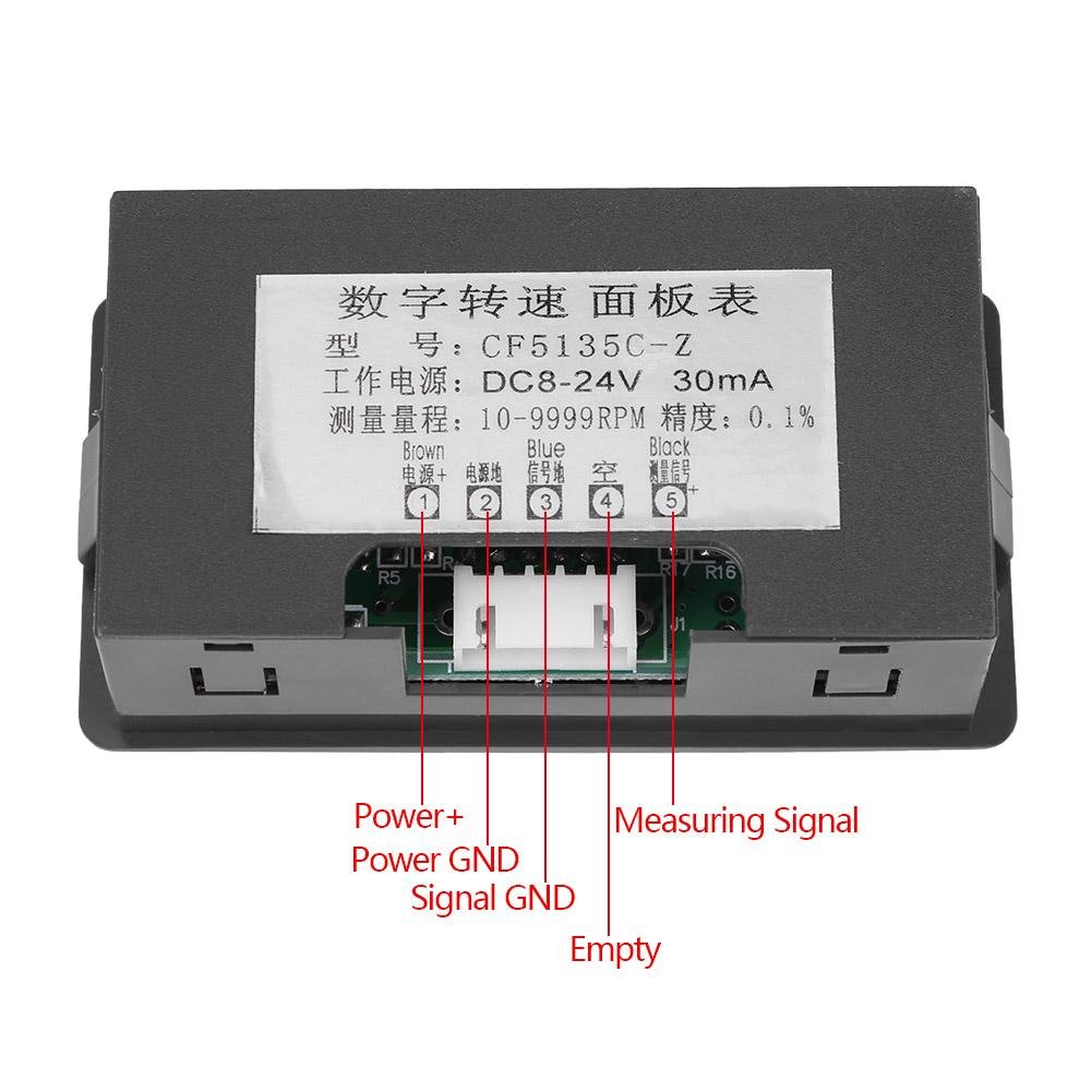 Tachymètre d'Affichage Numérique 4 à LED Panneau de Compteur de Vitesse RPM Capteur NPN d'Effet Interrupteur Proximité Rouge/Bleu (Red)