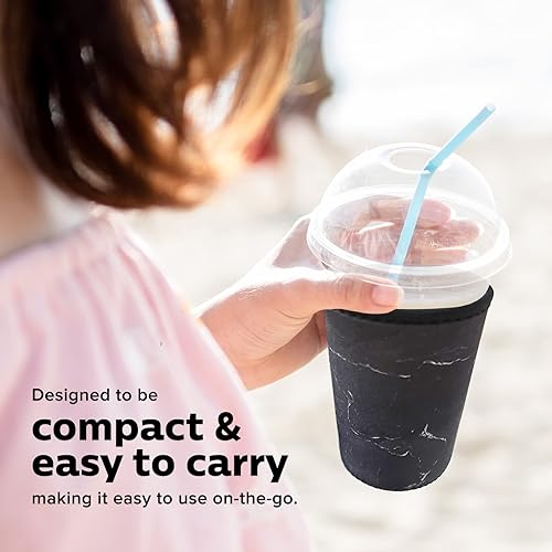 Miniatura 3 de Calla - Funda para café helado funda de neopreno para bebidas frías reutilizable para tus bebidas favoritas mármol negro