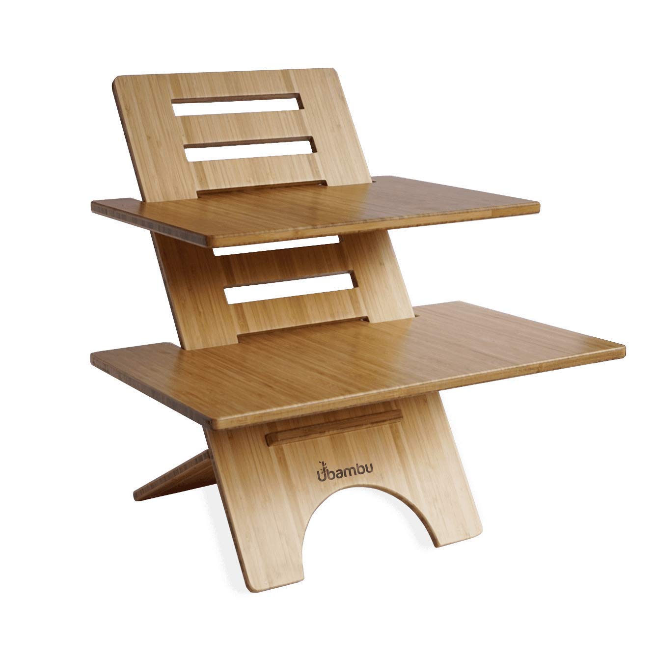 Ständer - Höhenverstellbarer Schreibtisch - Standing Desk - Schreibtischaufsatz - Stehpult Höhenverstellbar - Stehschreibtisch Aufsatz - Hergestellt Aus 100% Bambus - Für Tisch Erhöhung Büro