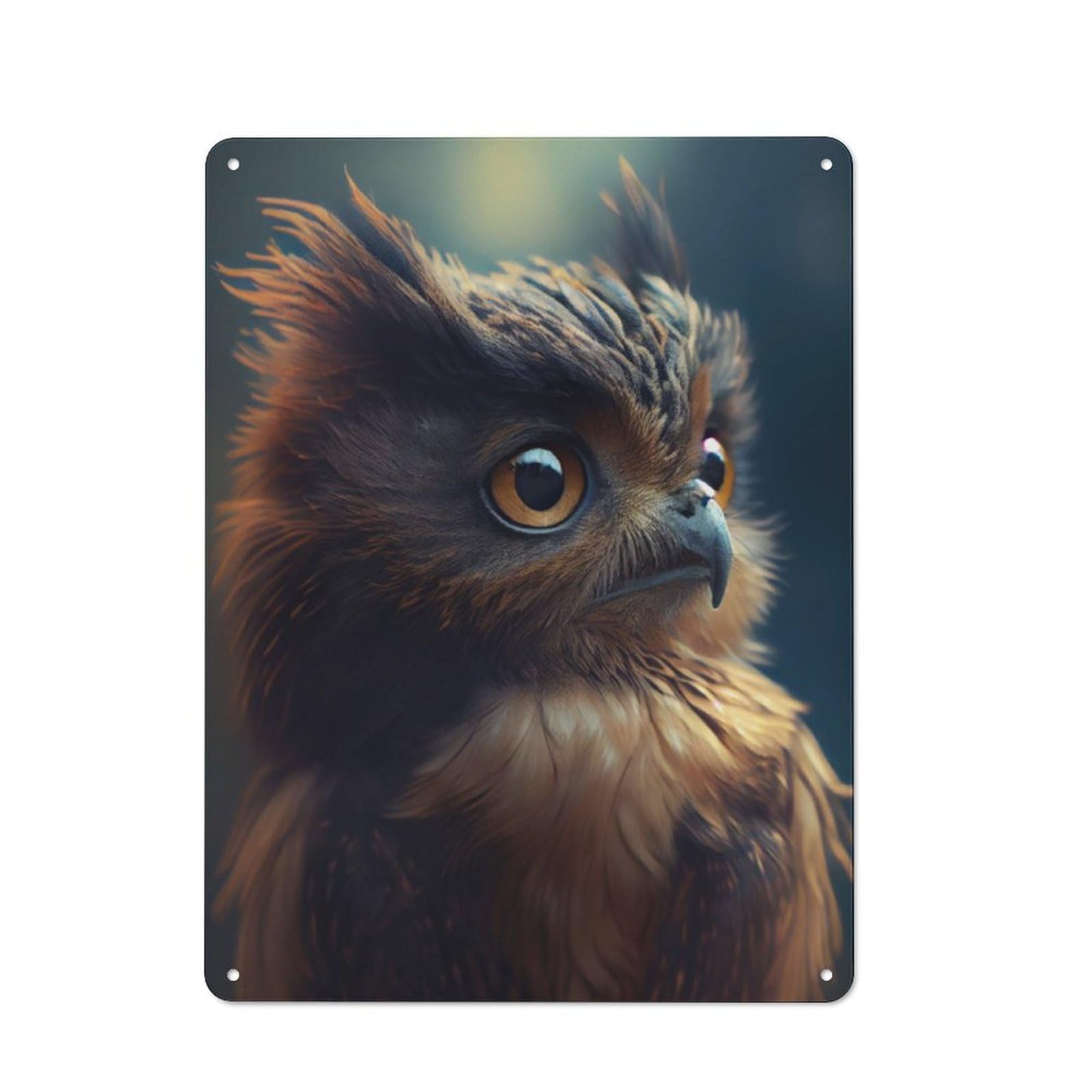 Junmoney Tiny Brown Owls Gaze Metal Wall Sign 40X30cm Featuring For Home Bar Wall, For Themed Interiors In Home Bars And Entertaining Spaces