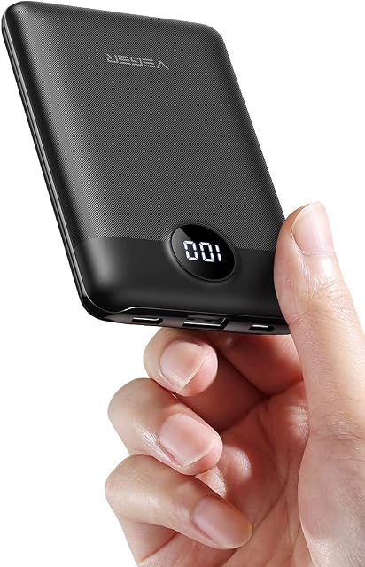 VEGER Power Bank Portable Charger,Slimmest & Lightest PowerBank,Triple 3A 10000mAh 5V 3A QC 3.0 USB C Fast Charging Battery Pack,with 2 Outputs and LED Display for iphone/Huawei/Samung/iPad,and More