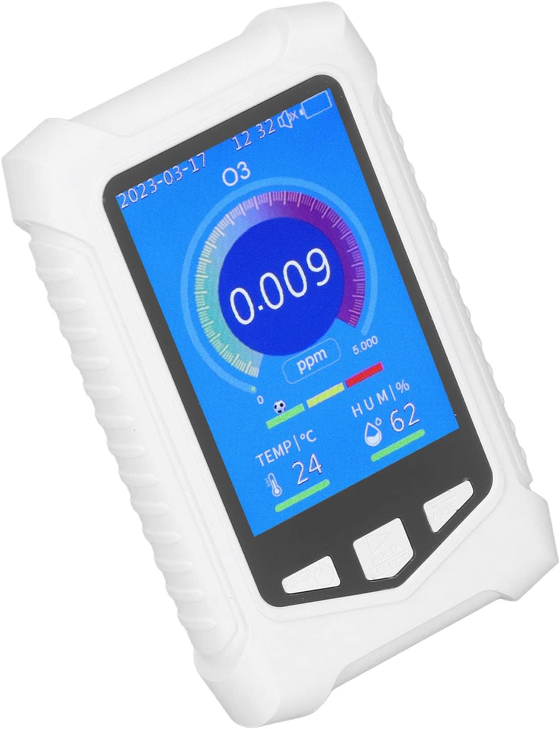 Ozone Meter Detector, Portable Handheld Colorful USB Charging Sensitive Air Quality Pollution Monitor Built in Electrochemical Sensors, Temperature and Humidity Sensors