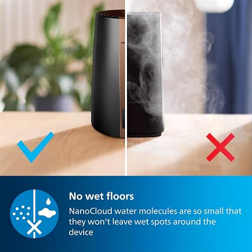 Philips Series 3000 Humidifier - 25 W, spreads 99% less bacteria, 3 humidity levels, suitable for larger rooms up to 45 m², sleep mode, black (HU3918/10) - 5