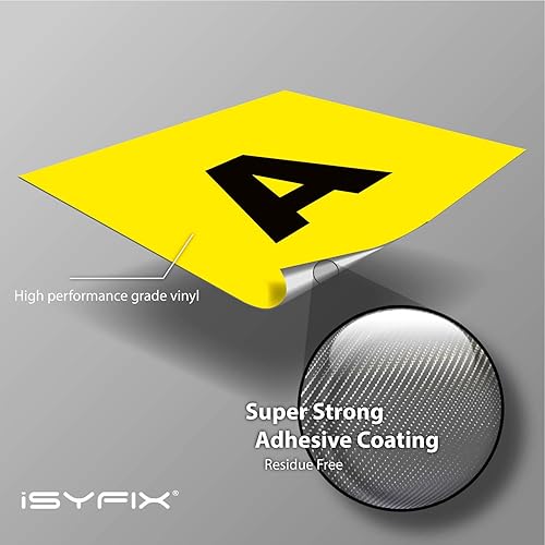 Miniatura 3 de iSYFIX Calcomanías de vinilo con letras de la A a la Z, 2 pulgadas, 4 juegos de calcomanías amarillas de alta calidad, ideales para inventario,