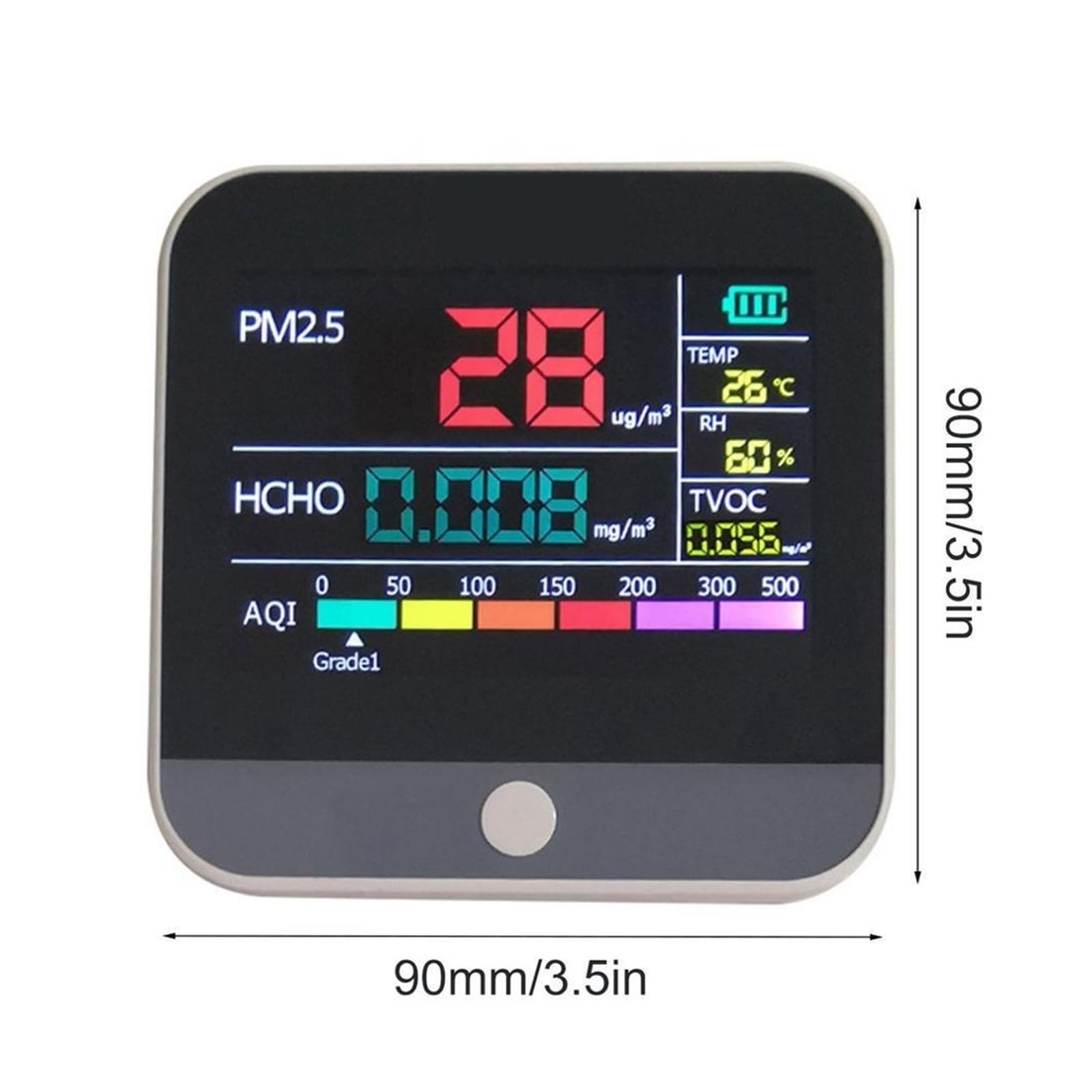 Rilevatore Gas, Misuratore di qualità dell'aria Tester for interni PM2.5 Misuratore di formaldeide Rilevatore di gas HCHO TVOC Tempo reale Temp/Hum