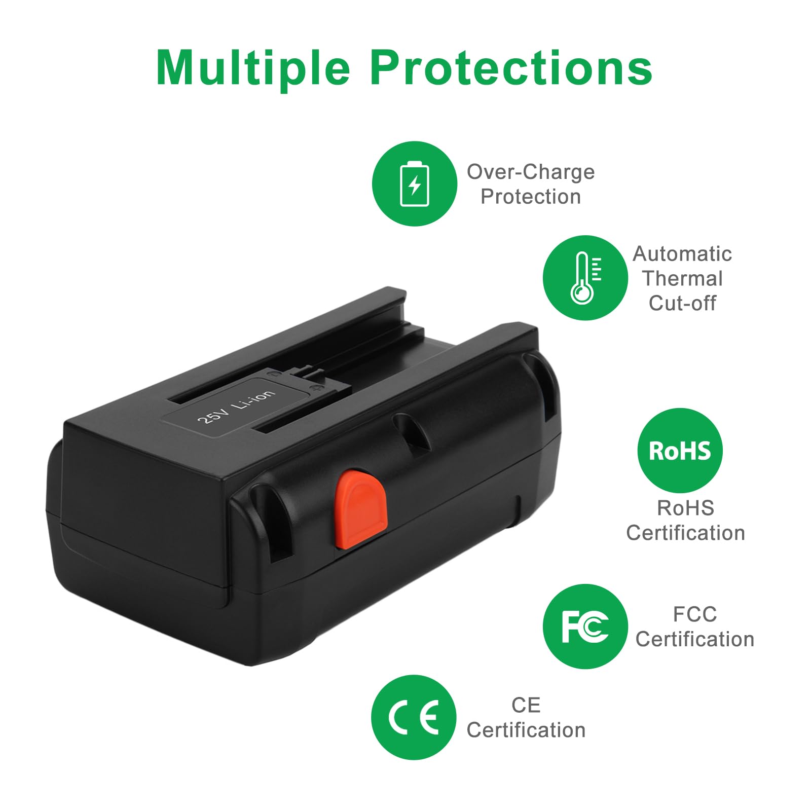 25V 4000mAh Li-Ion Batería para Gardena 04025-20 Compatibilidad con Gardena Accu-Spindelmäher 380 Li