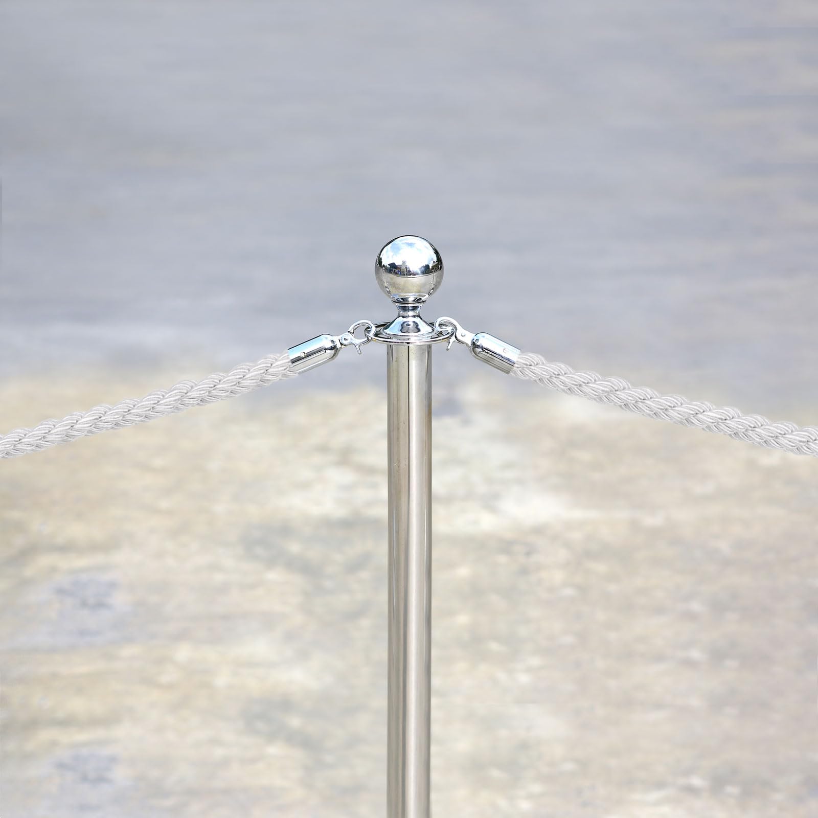 PATIKIL Corda Montante, 1,5m/5Ft Corda Barriera Ritorto Posto Corde con Ganci Scatto per Posti Supporti Coda Divisore Controllo Folla di Hotel, Bianco Argento