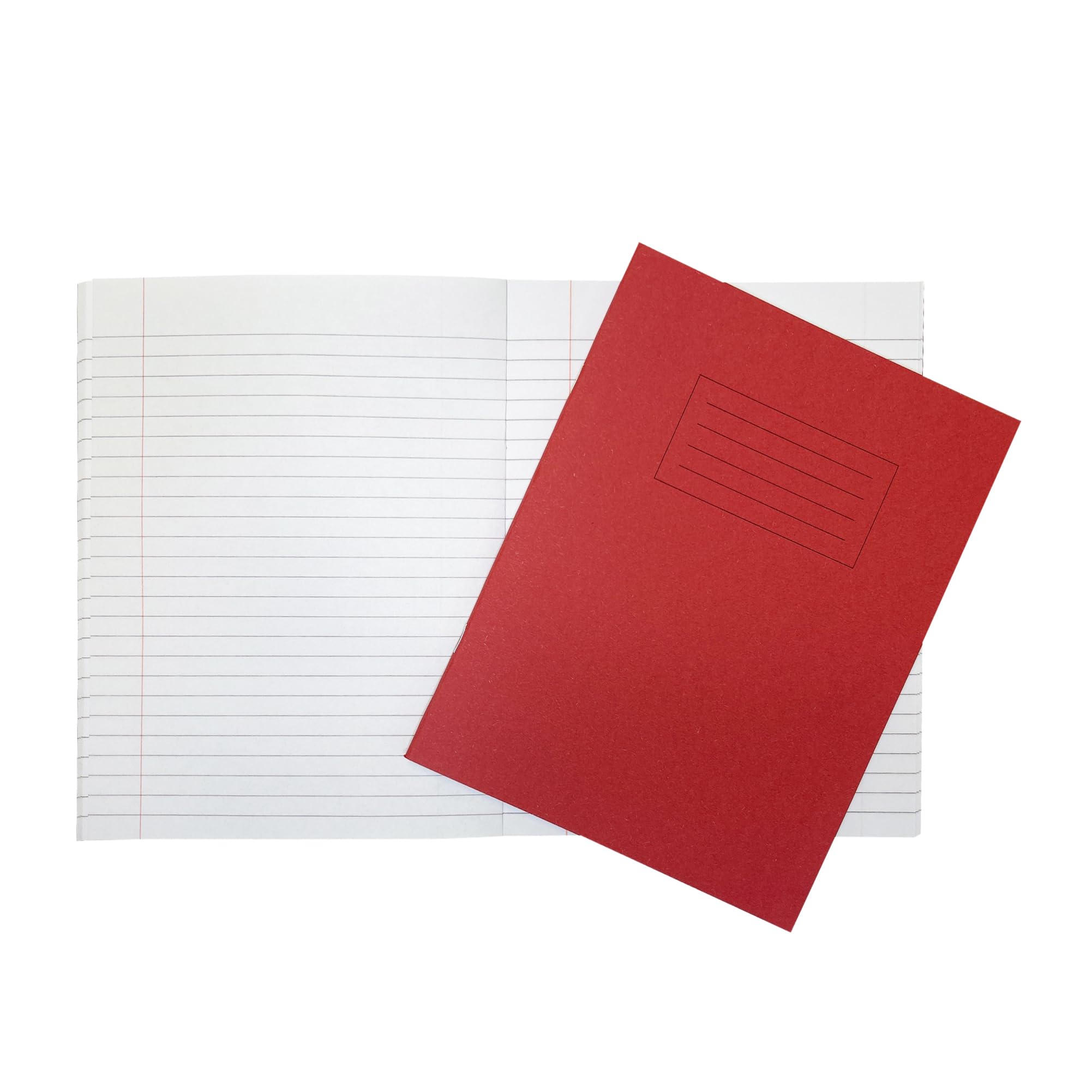 Janrax Pack of 10 9x7 Red 80 Page Feint Ruled with Margin Exercise Books WF Paper with 225gsm Manilla Cover