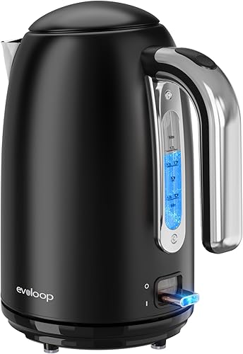 Hervidores eléctricos, hervidor de té de 1.7L, calentador de agua caliente, teteras eléctricas de acero inoxidable sin BPA, apagado automático y